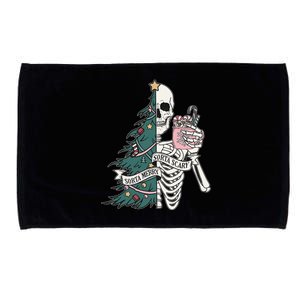 Sorta Merry Sorta Scary Funny Halloween Christmas Skeleton Microfiber Hand Towel