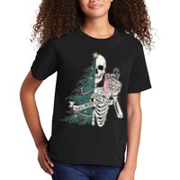 Sorta Merry Sorta Scary Funny Halloween Christmas Skeleton Kids T-Shirt
