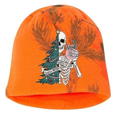 Sorta Merry Sorta Scary Funny Halloween Christmas Skeleton Kati - Camo Knit Beanie