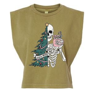 Sorta Merry Sorta Scary Funny Halloween Christmas Skeleton Garment-Dyed Women's Muscle Tee