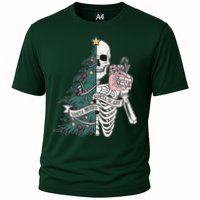 Sorta Merry Sorta Scary Funny Halloween Christmas Skeleton Cooling Performance Crew T-Shirt