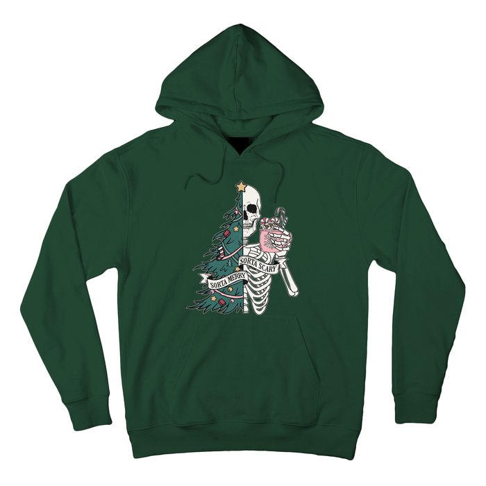 Sorta Merry Sorta Scary Funny Halloween Christmas Skeleton Hoodie