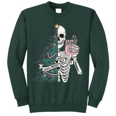Sorta Merry Sorta Scary Funny Halloween Christmas Skeleton Sweatshirt
