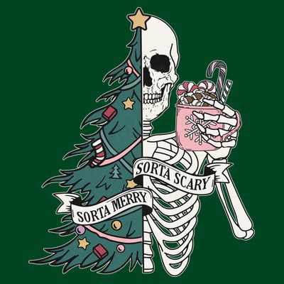 Sorta Merry Sorta Scary Funny Halloween Christmas Skeleton T-Shirt