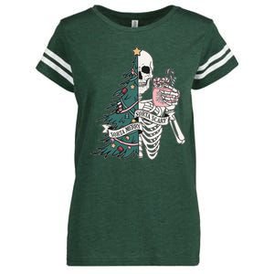 Sorta Merry Sorta Scary Funny Halloween Christmas Skeleton Enza Ladies Jersey Football T-Shirt