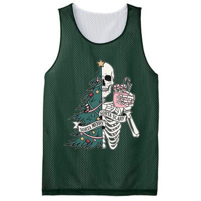 Sorta Merry Sorta Scary Funny Halloween Christmas Skeleton Mesh Reversible Basketball Jersey Tank