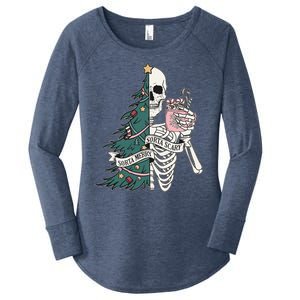 Sorta Merry Sorta Scary Funny Halloween Christmas Skeleton Women's Perfect Tri Tunic Long Sleeve Shirt