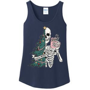 Sorta Merry Sorta Scary Funny Halloween Christmas Skeleton Ladies Essential Tank