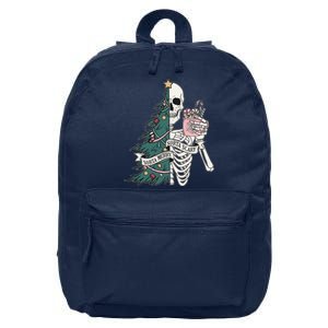 Sorta Merry Sorta Scary Funny Halloween Christmas Skeleton 16 in Basic Backpack