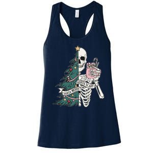 Sorta Merry Sorta Scary Funny Halloween Christmas Skeleton Women's Racerback Tank