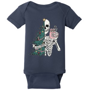 Sorta Merry Sorta Scary Funny Halloween Christmas Skeleton Baby Bodysuit