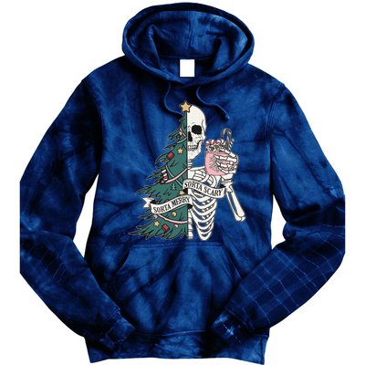 Sorta Merry Sorta Scary Funny Halloween Christmas Skeleton Tie Dye Hoodie