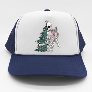 Sorta Merry Sorta Scary Funny Halloween Christmas Skeleton Trucker Hat