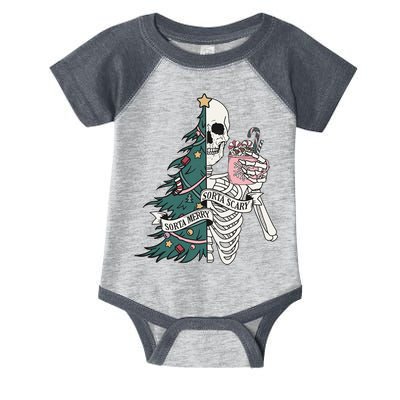 Sorta Merry Sorta Scary Funny Halloween Christmas Skeleton Infant Baby Jersey Bodysuit