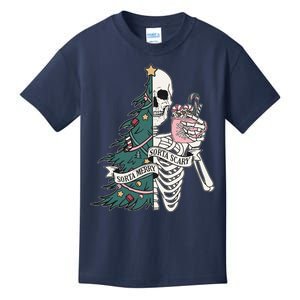 Sorta Merry Sorta Scary Funny Halloween Christmas Skeleton Kids T-Shirt