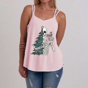 Sorta Merry Sorta Scary Funny Halloween Christmas Skeleton Women's Strappy Tank