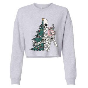 Sorta Merry Sorta Scary Funny Halloween Christmas Skeleton Cropped Pullover Crew