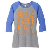 SheS My Sweet Potato Thanksgiving Halloween Matching Couple Meaningful Gift Women's Tri-Blend 3/4-Sleeve Raglan Shirt