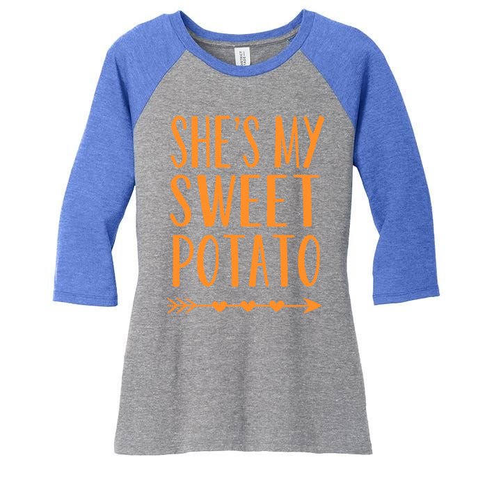 SheS My Sweet Potato Thanksgiving Halloween Matching Couple Meaningful Gift Women's Tri-Blend 3/4-Sleeve Raglan Shirt