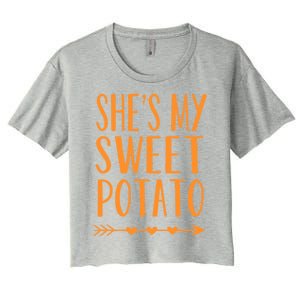 SheS My Sweet Potato Thanksgiving Halloween Matching Couple Meaningful Gift Women's Crop Top Tee