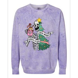 Sorta Merry Sorta Scary Christmas Christmas Skeleton  Colorblast Crewneck Sweatshirt