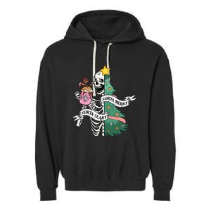 Sorta Merry Sorta Scary Christmas Christmas Skeleton  Garment-Dyed Fleece Hoodie