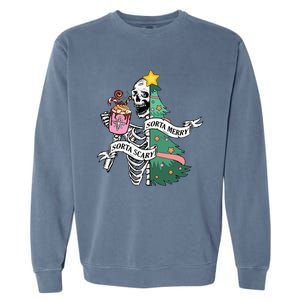 Sorta Merry Sorta Scary Christmas Christmas Skeleton  Garment-Dyed Sweatshirt