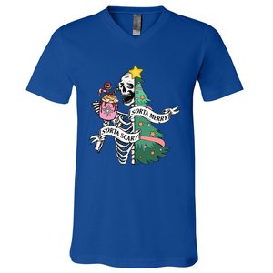 Sorta Merry Sorta Scary Christmas Christmas Skeleton  V-Neck T-Shirt