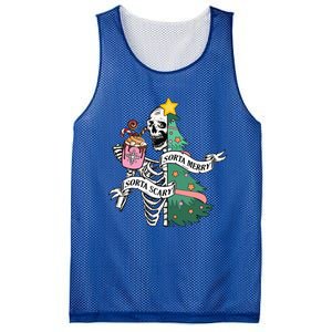 Sorta Merry Sorta Scary Christmas Christmas Skeleton  Mesh Reversible Basketball Jersey Tank