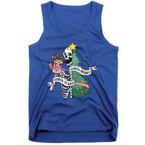 Sorta Merry Sorta Scary Christmas Christmas Skeleton  Tank Top