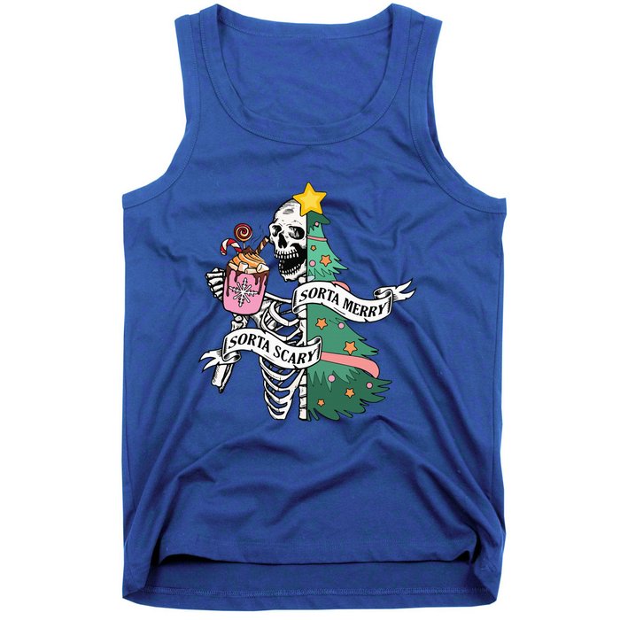 Sorta Merry Sorta Scary Christmas Christmas Skeleton  Tank Top