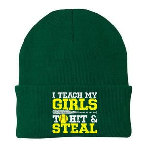 Softball Mom Softball Dad I Teach My To Hit And Steal Knit Cap Winter Beanie