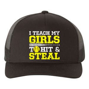 Softball Mom Softball Dad I Teach My To Hit And Steal Yupoong Adult 5-Panel Trucker Hat