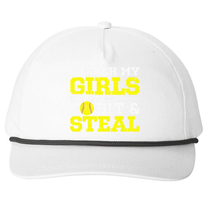 Softball Mom Softball Dad I Teach My To Hit And Steal Snapback Five-Panel Rope Hat