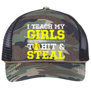 Softball Mom Softball Dad I Teach My To Hit And Steal Retro Rope Trucker Hat Cap