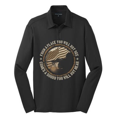 Sniper Military Sharpshooter Usa You Will Not See Hear Gift Silk Touch Performance Long Sleeve Polo