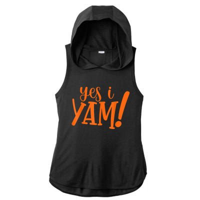 She's My Sweet Potato I YAM Thanksgiving Couple's Matching Ladies PosiCharge Tri-Blend Wicking Draft Hoodie Tank