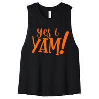 She's My Sweet Potato I YAM Thanksgiving Couple's Matching Women's Racerback Cropped Tank