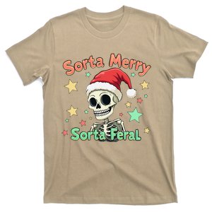 Sorta Merry Sorta Scary Funny Christmas Skeleton T-Shirt