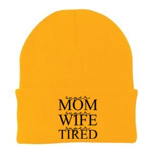 Super Mom Super Wife Super Tired Funny Knit Cap Winter Beanie