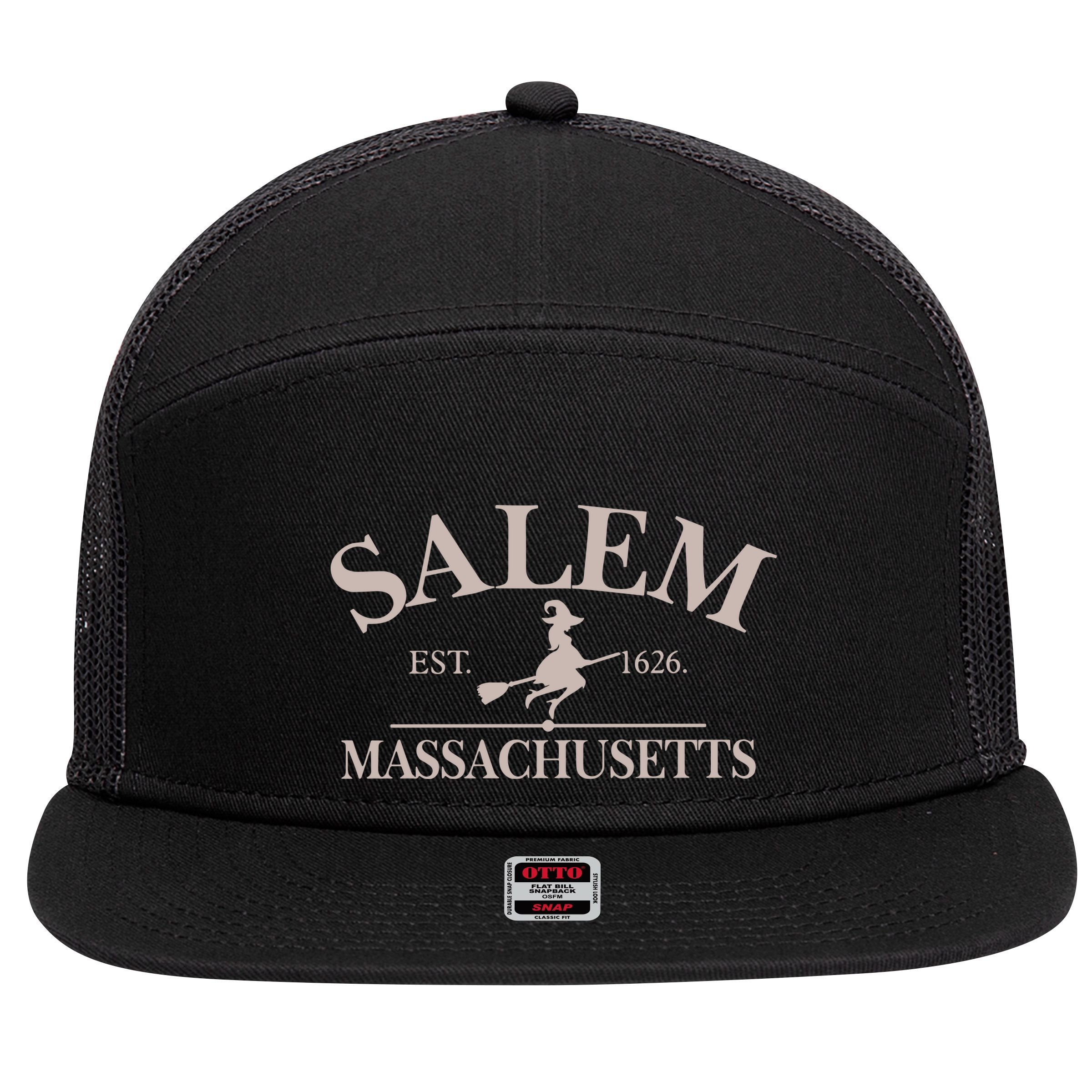 Salem Massachusetts 7 Panel Mesh Trucker Snapback Hat