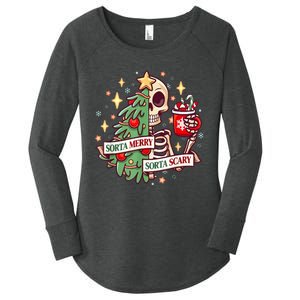 Sorta Merry Sorta Scary Skeleton Xmas Tree Christmas Funny Women's Perfect Tri Tunic Long Sleeve Shirt