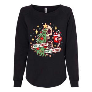 Sorta Merry Sorta Scary Skeleton Xmas Tree Christmas Funny Womens California Wash Sweatshirt