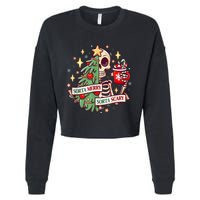 Sorta Merry Sorta Scary Skeleton Xmas Tree Christmas Funny Cropped Pullover Crew