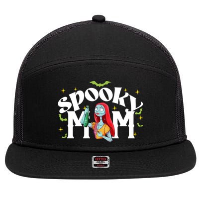 Spooky Mom Sally Nightmare Halloween Matchin Family Spooky Halloween Nightmare 7 Panel Mesh Trucker Snapback Hat
