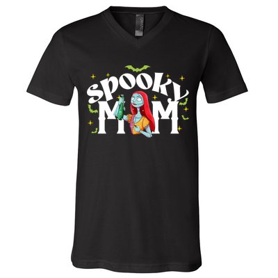 Spooky Mom Sally Nightmare Halloween Matchin Family Spooky Halloween Nightmare V-Neck T-Shirt
