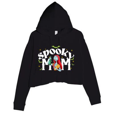 Spooky Mom Sally Nightmare Halloween Matchin Family Spooky Halloween Nightmare Crop Fleece Hoodie