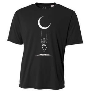 Skeleton Moon Swing Rock On Band Tees Rock And Roll Graphic Cooling Performance Crew T-Shirt