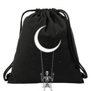 Skeleton Moon Swing Rock On Band Tees Rock And Roll Graphic Drawstring Bag