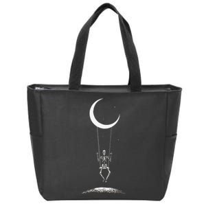 Skeleton Moon Swing Rock On Band Tees Rock And Roll Graphic Zip Tote Bag